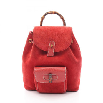 Gucci Bamboo Backpack Bag In Suede And Leather
