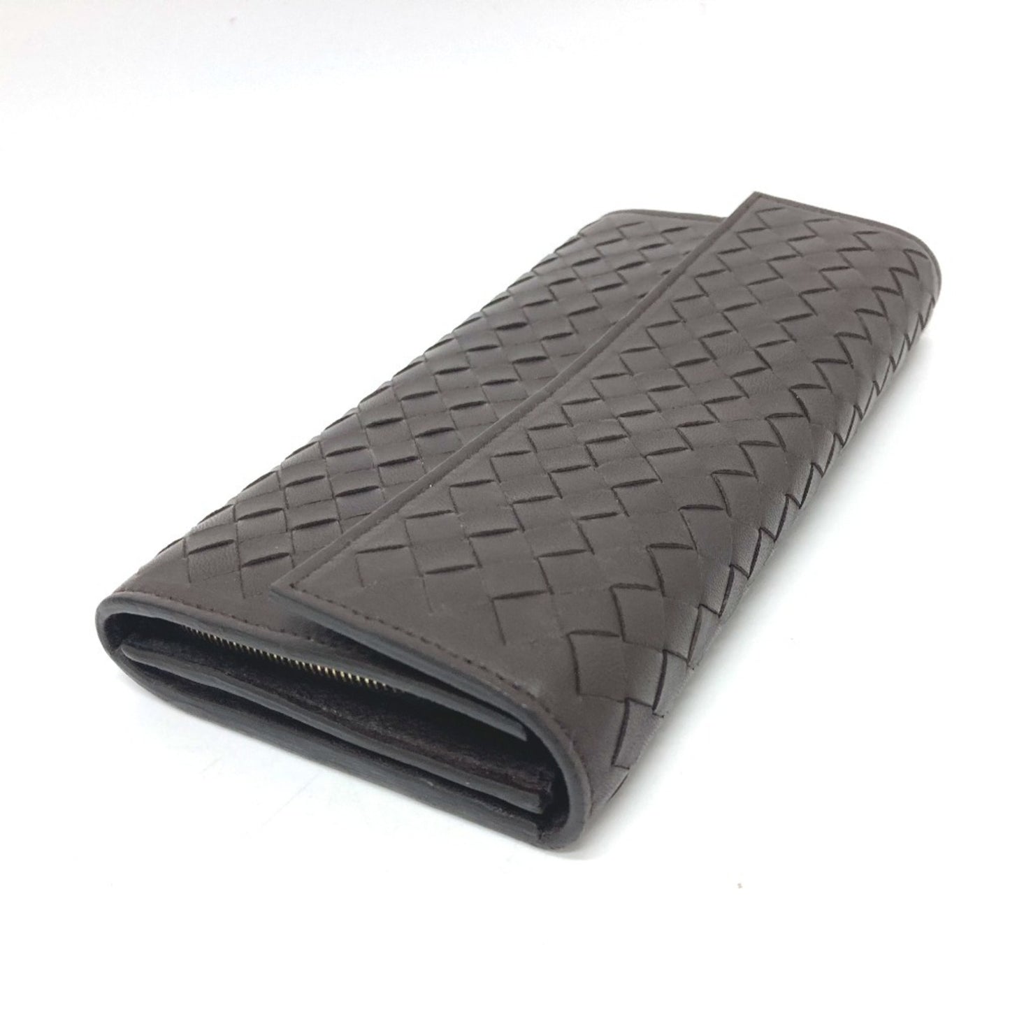 Bottega Veneta 150509 Intrecciato Flap Long Wallet In Brown Leather