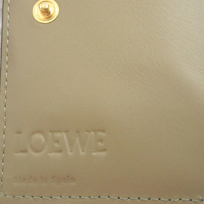 Like New Loewe Puzzle Compact Wallet C510P30X03 Leather Khaki Beige Bi-Fold 1241Loewe