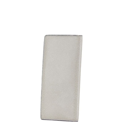 Valextra Vertical 12 Card Long Wallet Billfold Grey Leather
