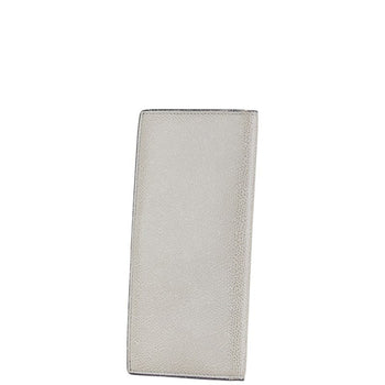 Valextra Vertical 12 Card Long Wallet Billfold Grey Leather