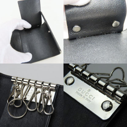 Gucci Key Case 150402 6-Ring Shimmer Leather Black Micro