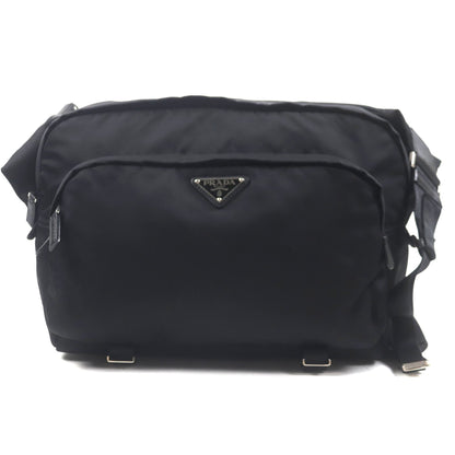 Prada Montagna Tessuto Saffiano Leather Shoulder Bag (2Vh021) With Triangle Logo And Plate