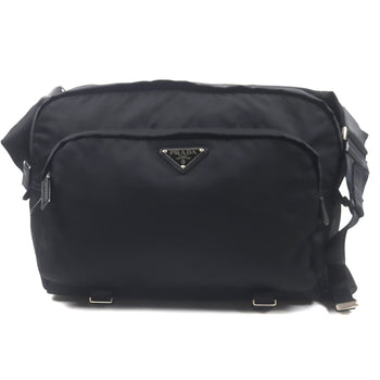 Prada Montagna Tessuto Saffiano Leather Shoulder Bag (2Vh021) With Triangle Logo And Plate