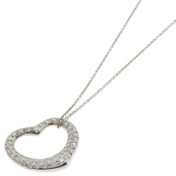 Tiffany Open Heart Full Pav Diamond Necklace In Platinum Pt950