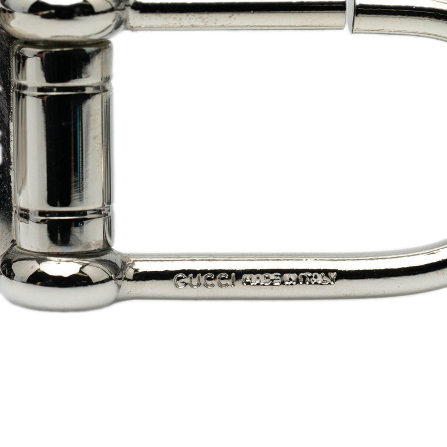 Gucci Logo Keychain Charm In Silver Metal