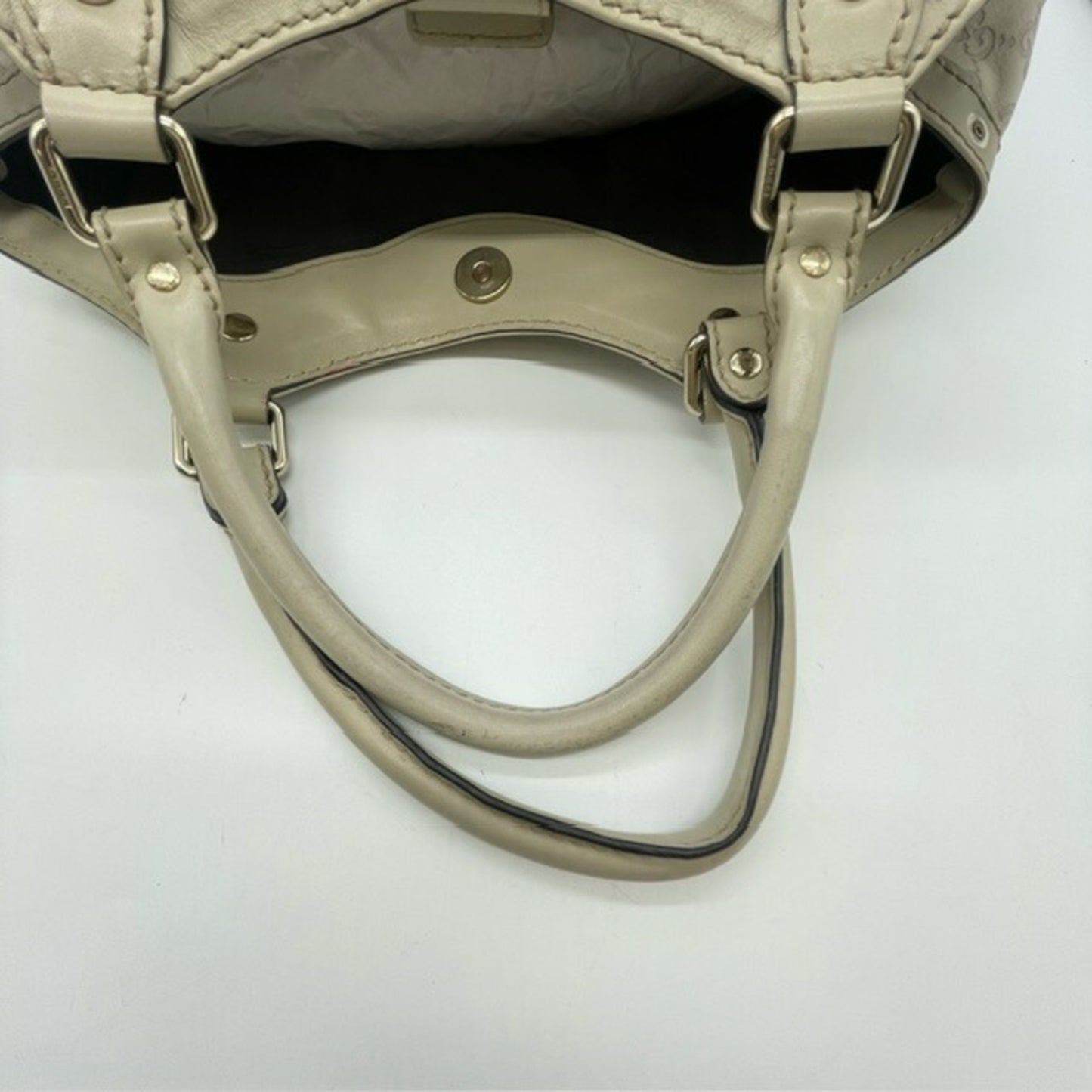 Gucci 211944 Tote Bag Handbag Guccissima Sukey Leather White Ivory