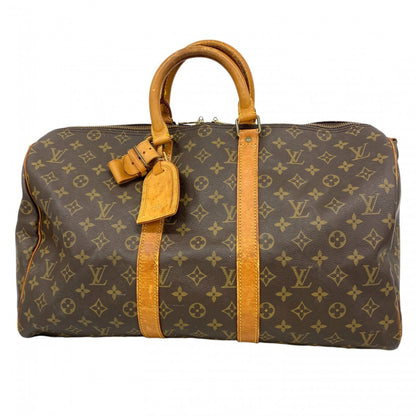 Louis Vuitton Monogram Keepall Bandouliere 45 Boston Bag M41418 Brown