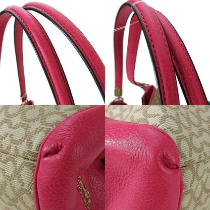Coach Tote Bag 26282 Canvas Leather Pink Beige