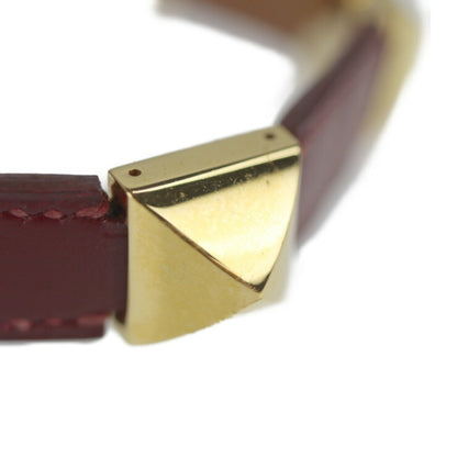 Hermes Hermes Medor Studs Bracelet Leather Red Gold ?V Engraved Metal Fittings Vintage