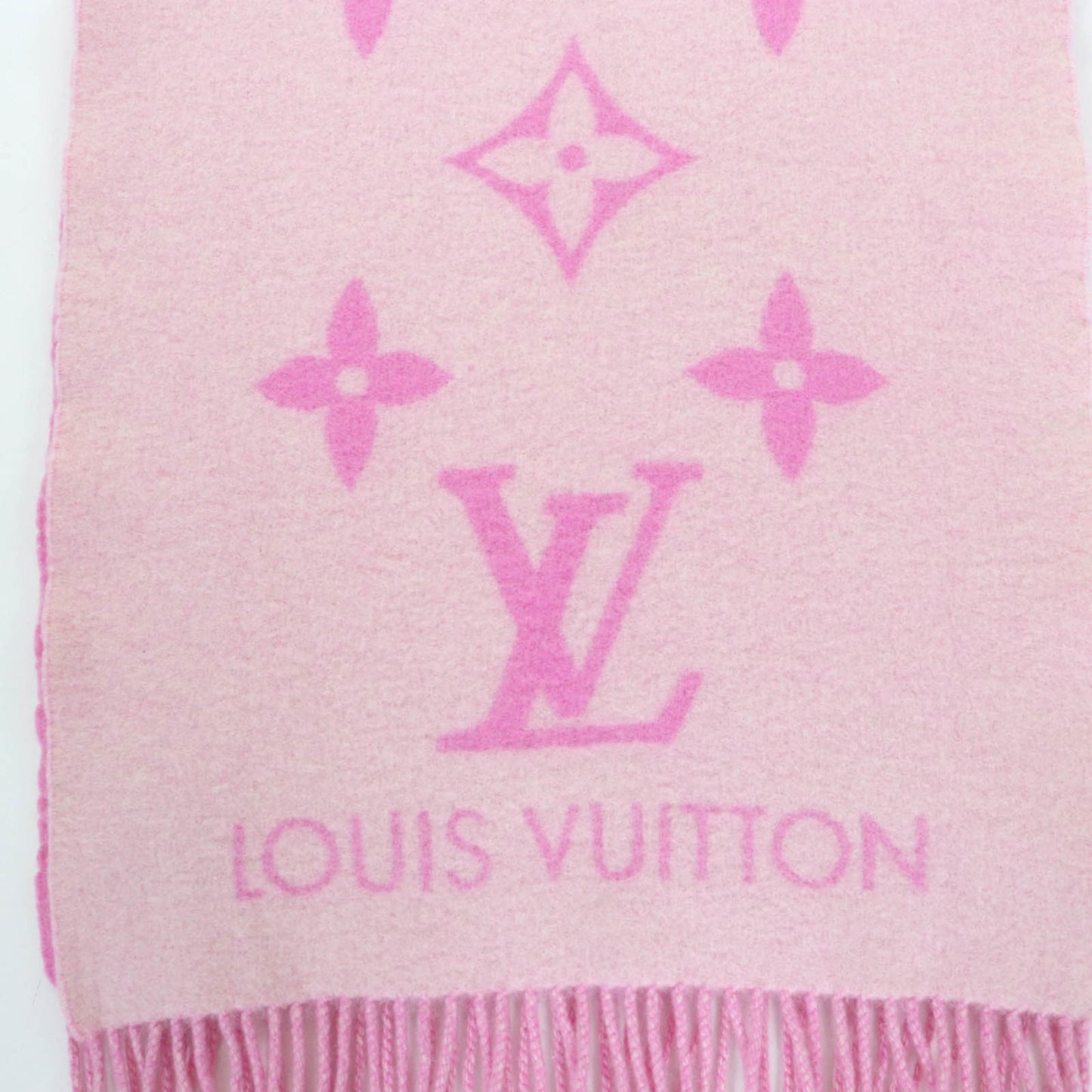 Louis Vuitton Echarpe Reykjavik M76066 100% Cashmere Stole/Scarf With Lv Logo Fringe