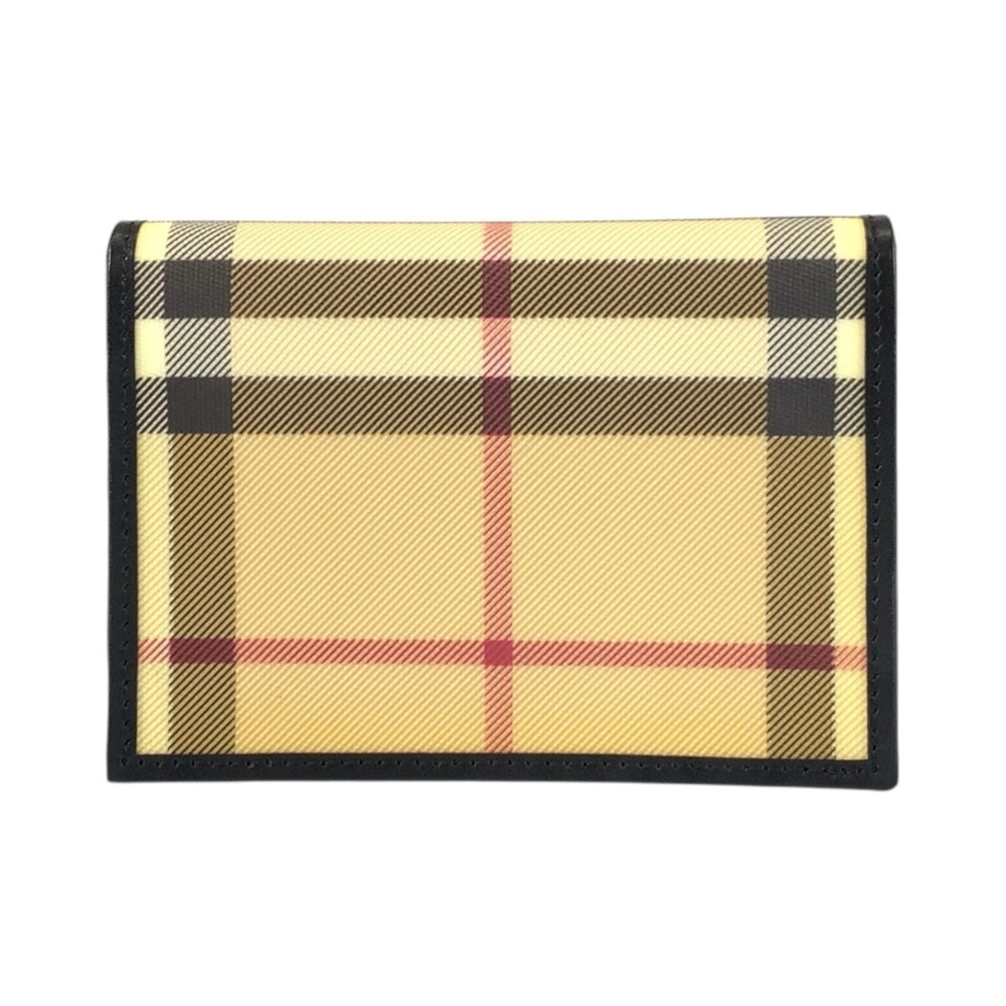 Burberry Check Pattern Beige Black Pvc Card Case Business Holder
