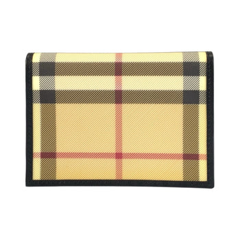 Burberry Check Pattern Beige Black Pvc Card Case Business Holder