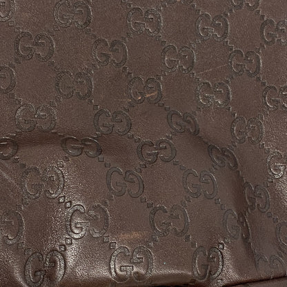 Gucci Tote Bag Guccissima 130736 Leather Dark Brown Champagne