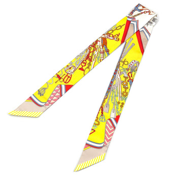 Hermes Hermes Twilly Saddlemaker'S Bouquet Jaune 2025Ss Vif Rouge Silk