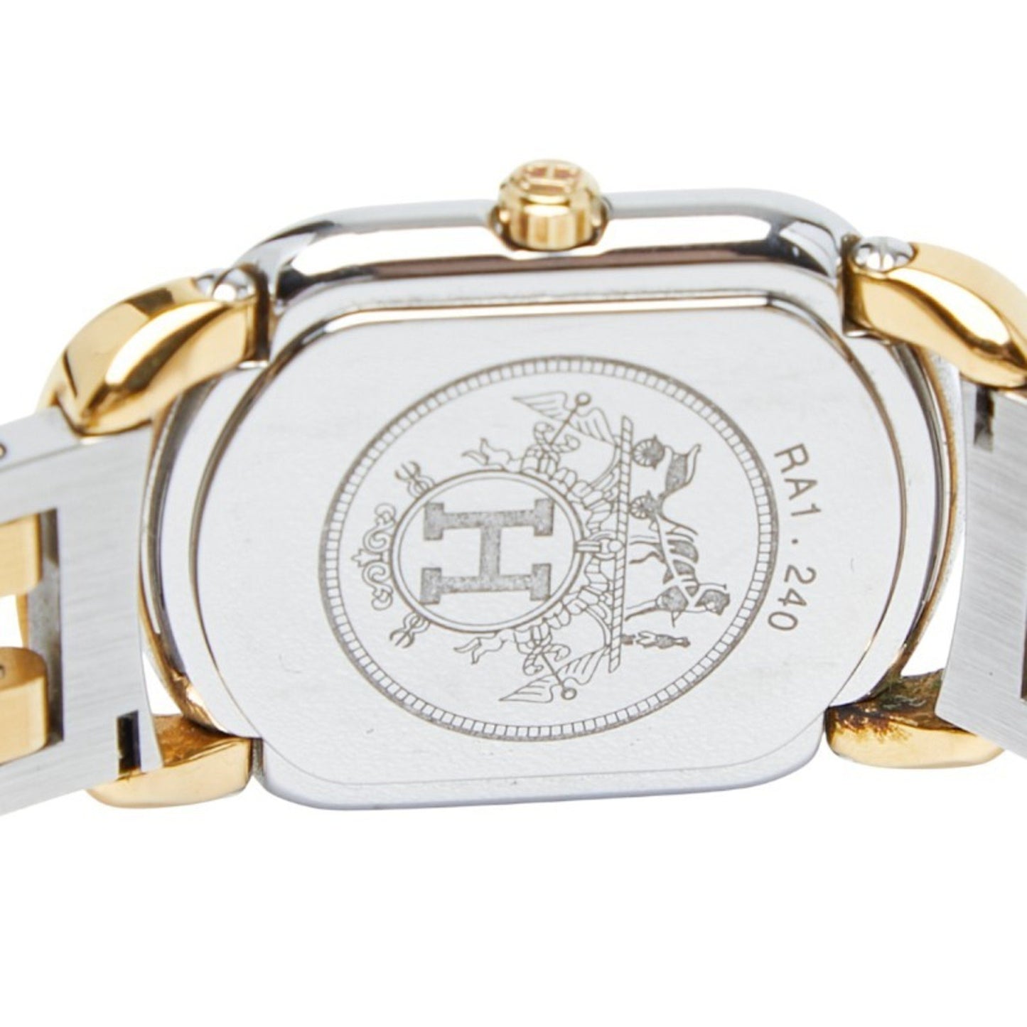 Herms Rallye Watch Ra1.240 Quartz Beige Dial Stainless Steel Plated