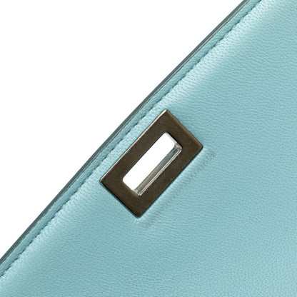 Celine Classic Box Medium Crossbody Shoulder Bag In Light Blue Leather