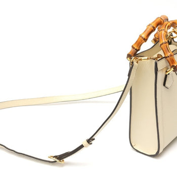 Gucci Diana Mini Tote Bag Shoulder 739079 Leather White S-159521