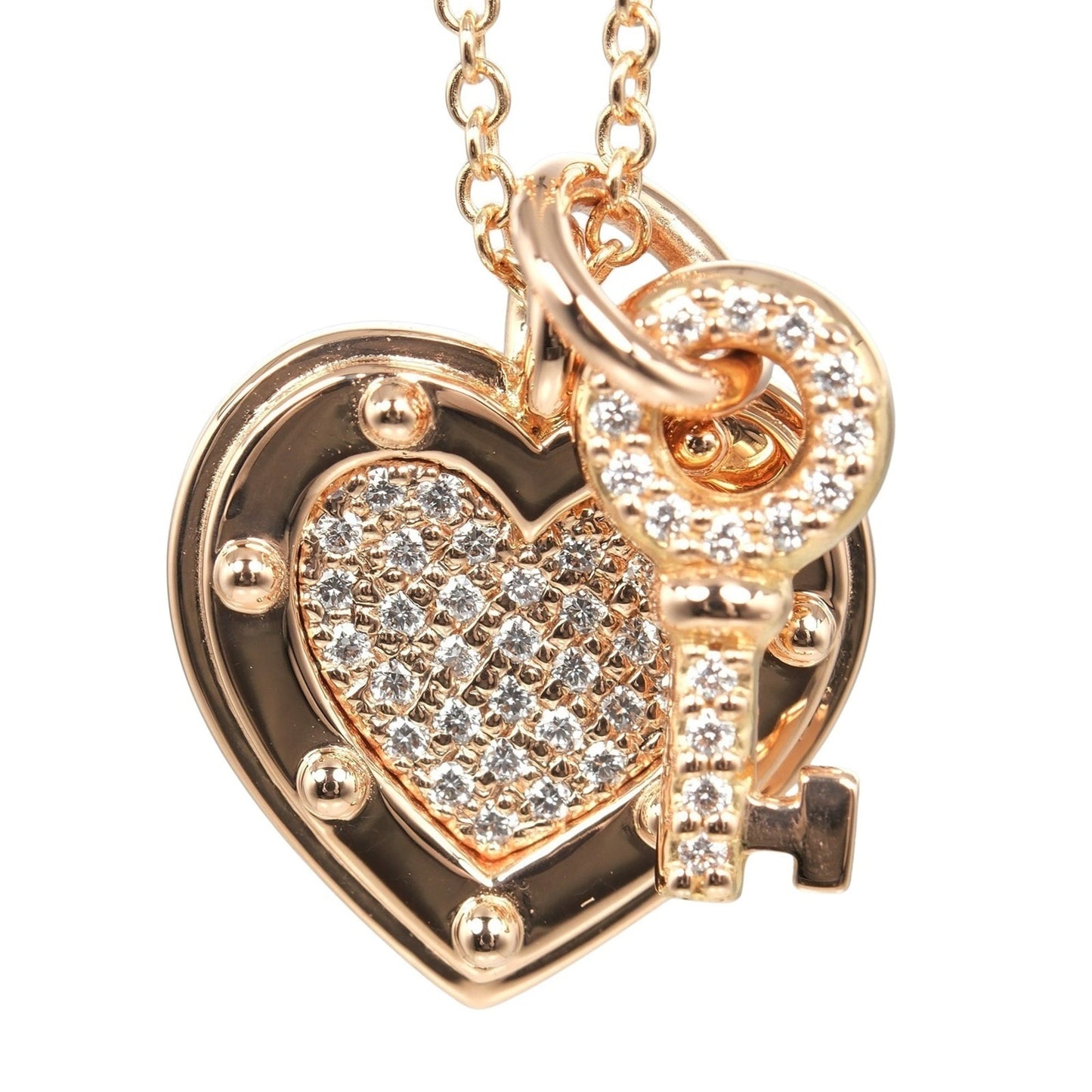 Tiffany & Co. Return To Heart Key Necklace In 18K Pink Gold With Diamonds