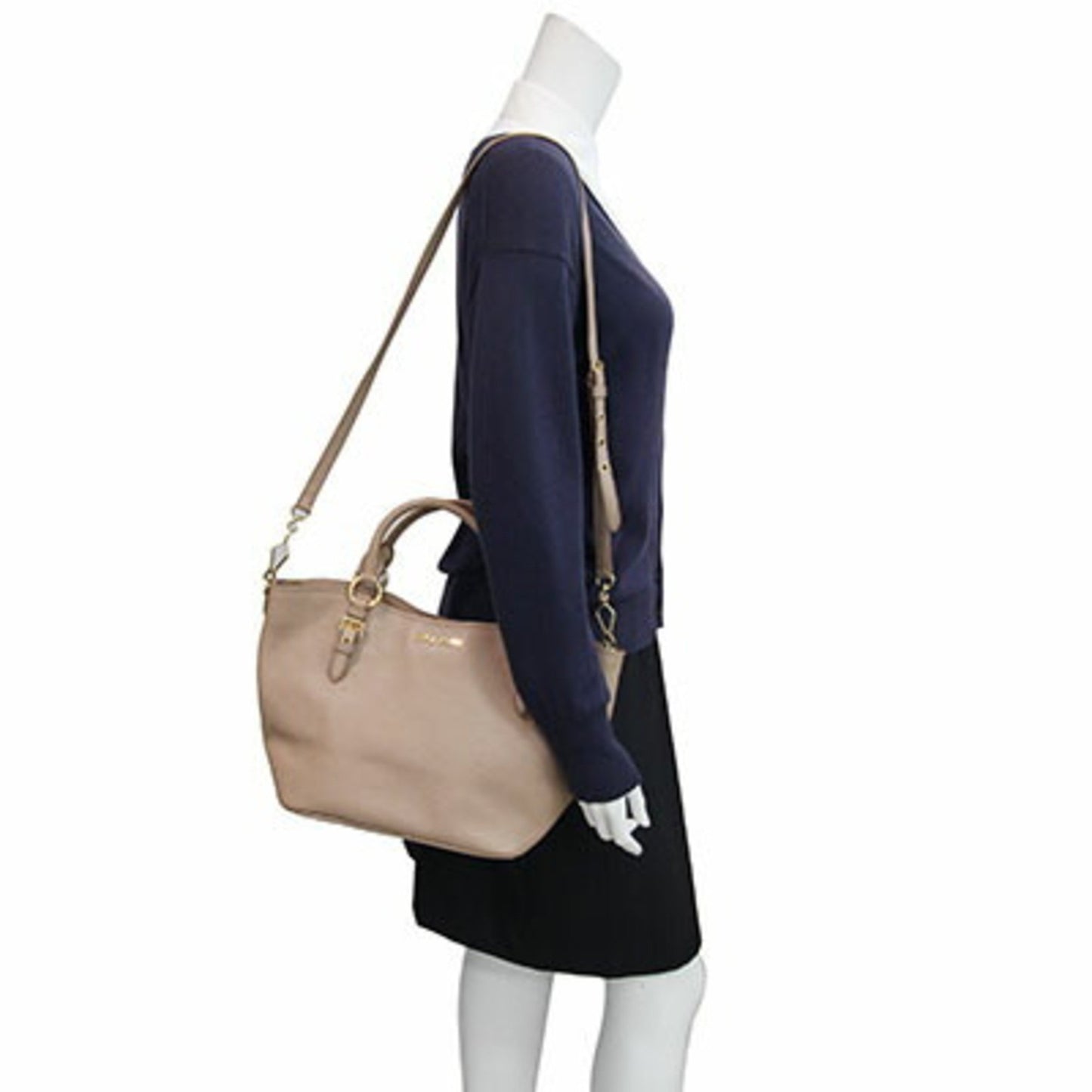 Miu Miu Miu Madras Handbag Rn0886 Dark Beige Leather Shoulder Bag