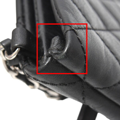 Chanel Chain Shoulder Bag Matelasse Uniform Coco Button Calf Leather Black