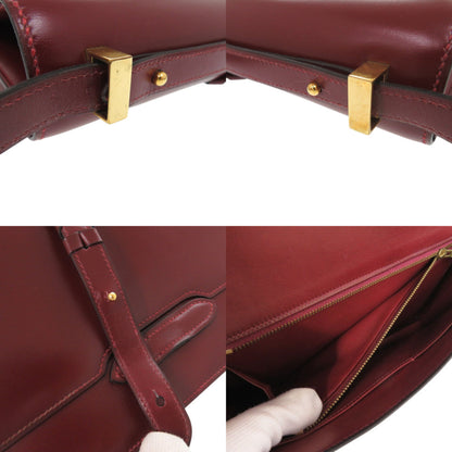 Herms Vintage Braided Strap Box Calf Rouge H Shoulder Bag With ?M Stamp