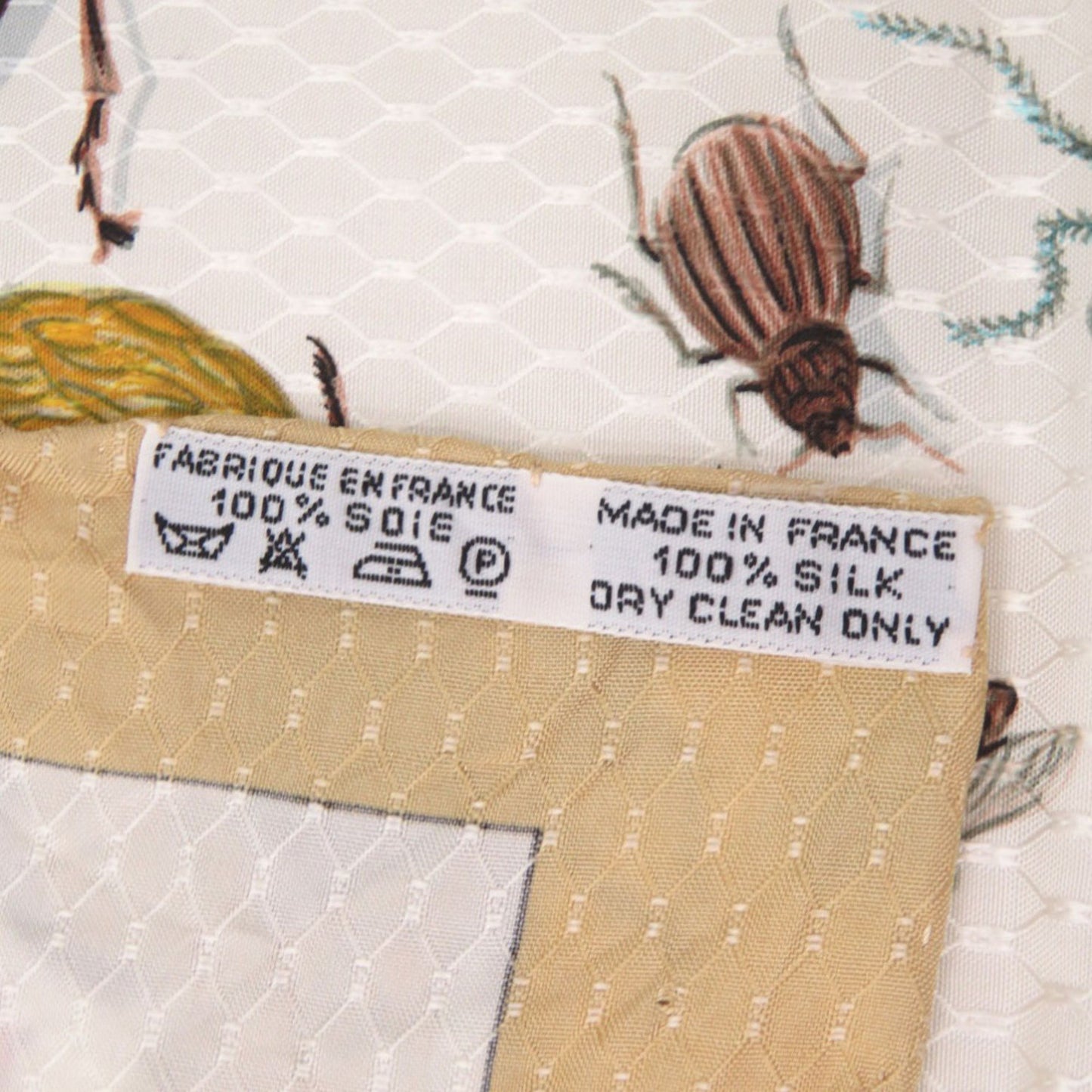 Herms Carr 90 Insect Silk Beige Scarf Muffler 0129 Hermes