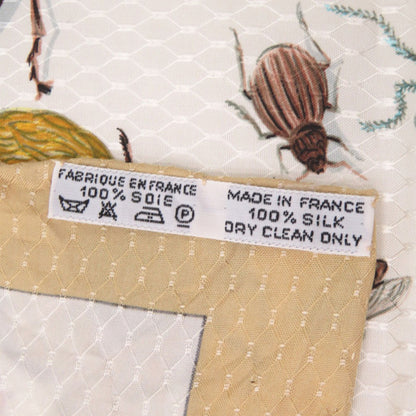 Herms Carr 90 Insect Silk Beige Scarf Muffler 0129 Hermes