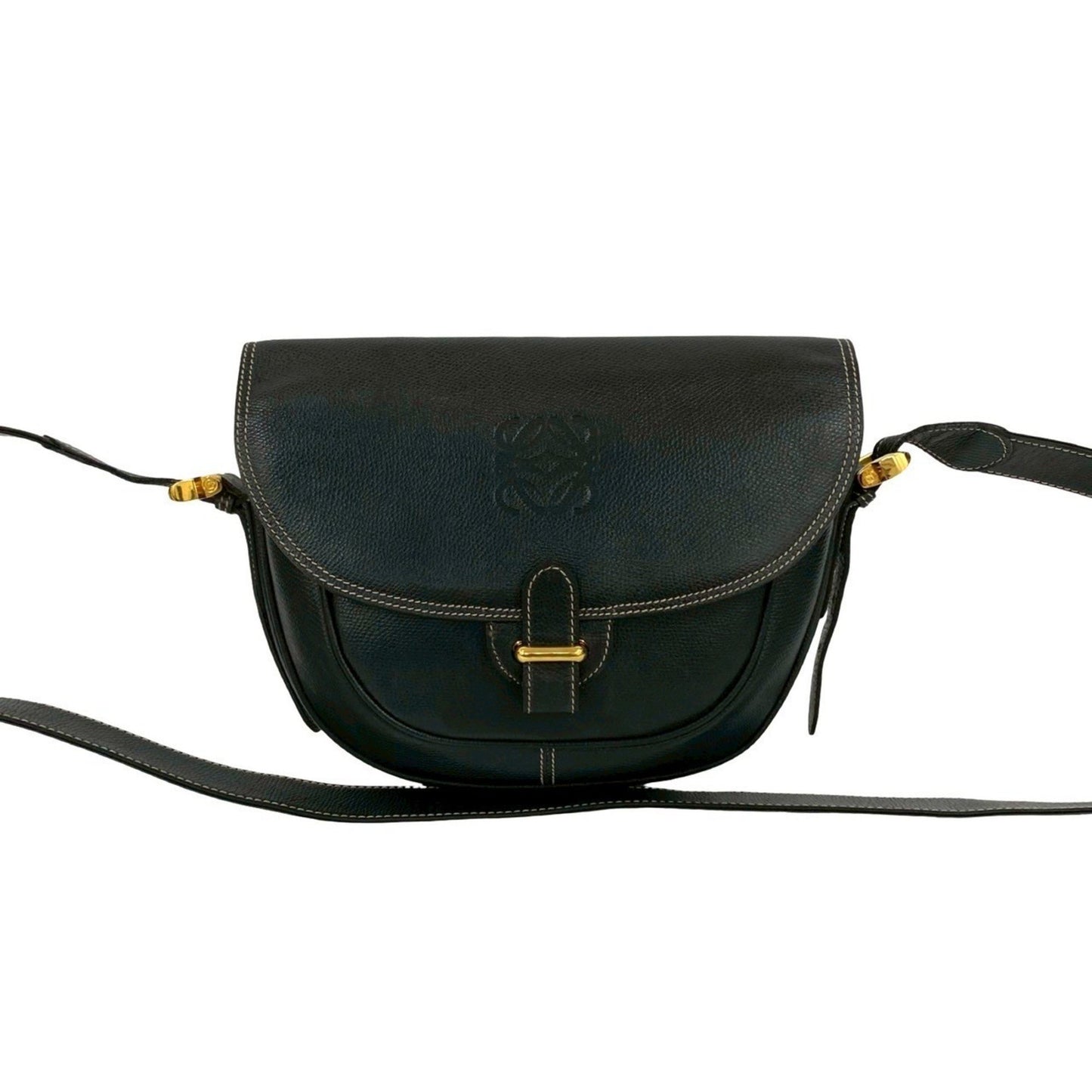 Loewe Vintage Anagram Logo Leather Mini Shoulder Bag/Pochette/Sacoche In Black 21916