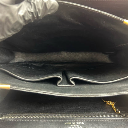 Celine Vintage Carriage Hardware Calf Leather Shoulder Bag/Pochette/Sacoche In Black