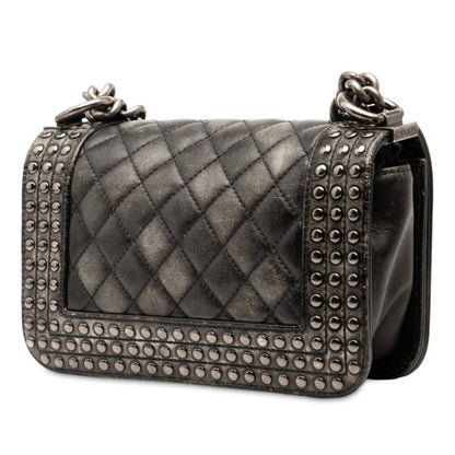 Chanel Coco Mark Stud Boy 20 Crossbody Chain Shoulder Bag In Black Lambskin