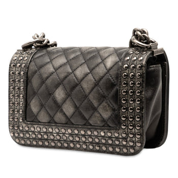 Chanel Coco Mark Stud Boy 20 Crossbody Chain Shoulder Bag In Black Lambskin