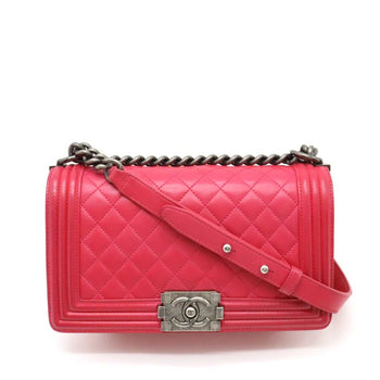 Chanel Boy Chanel Matelasse Coco Mark Chain Bag Shoulder Leather Pink A67086