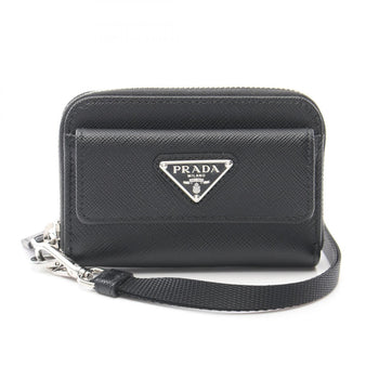 Prada Saffiano Triang Wallet/Coin Case Wallet Saffiano Leather