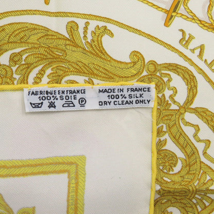 Herms Carr 45 Petit Paris Coat Of Arms Les Armes De Paris Silk Cream Gold Red Scarf Muffler 0155
