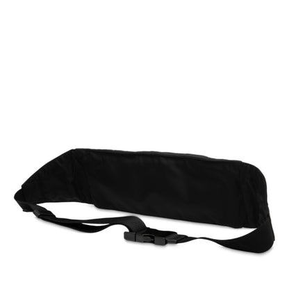 Prada Triangle Logo Plate Body Bag/Waist Bag In Black/Navy Leather/Nylon