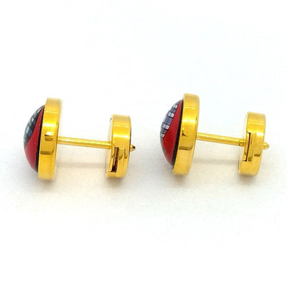 Hermes Herms Eclipse Enamel Earrings In Gold