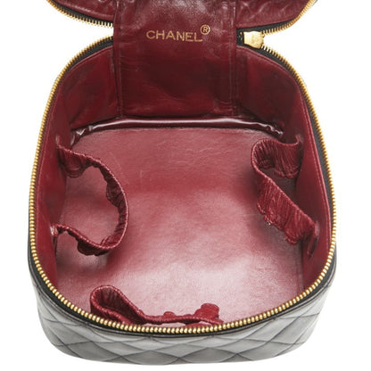 Chanel Matelasse Coco Mark Vanity Bag In Black Lambskin