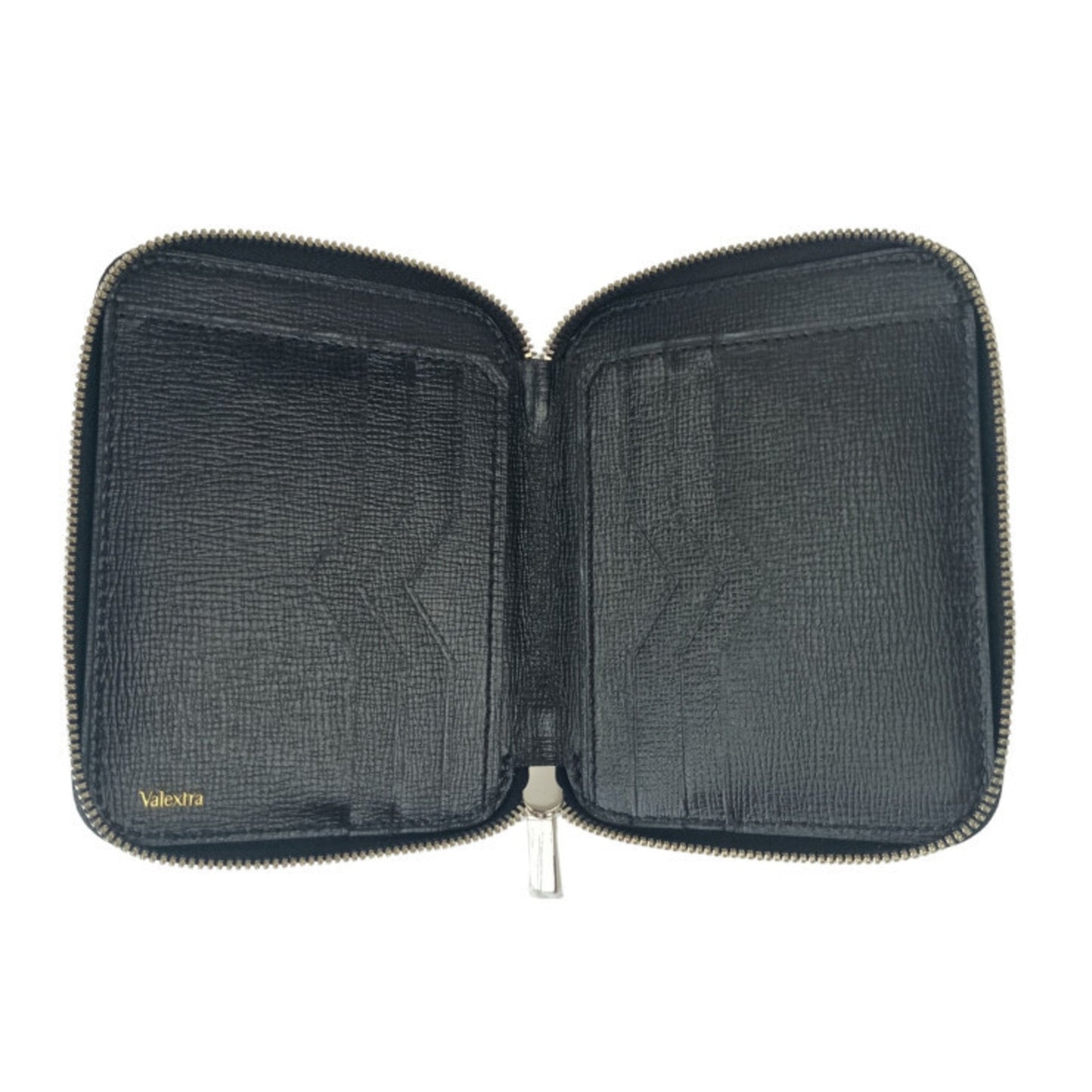 Valextra Zip-Around Card Holder V8L34 In Black Grained Calfskin For Men And Women