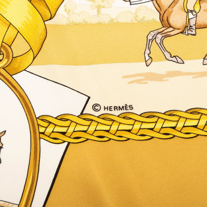 Hermes Herms Carr 90 Les Allvres Dv Cheval Horse Ribbon Scarf