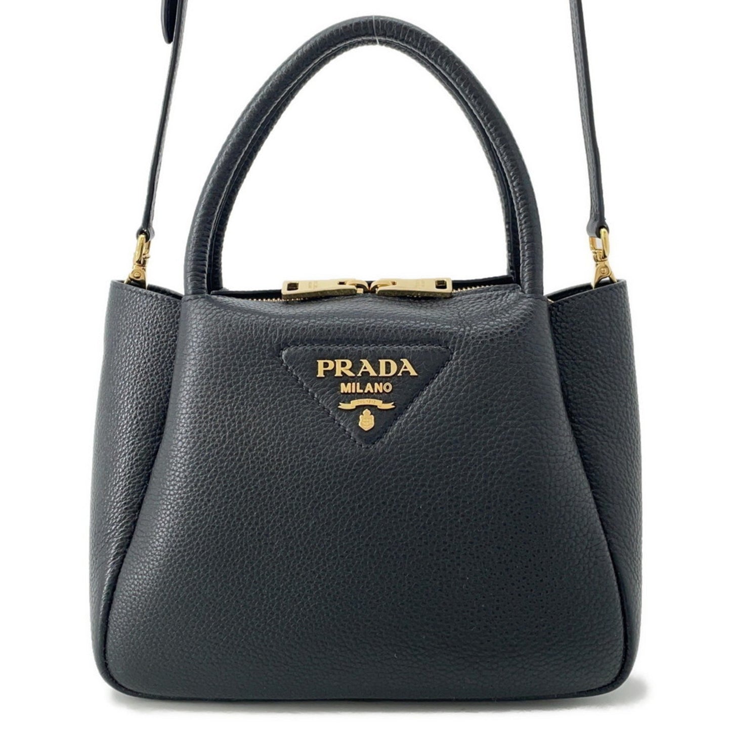 Prada Small Vitello Dino Leather Handbag 1Bc145 Prada 2-Way Shoulder Bag Black