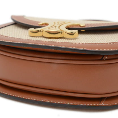 Celine Mini Busas Claire 2Way Bag Shoulder Canvas Natural Brown