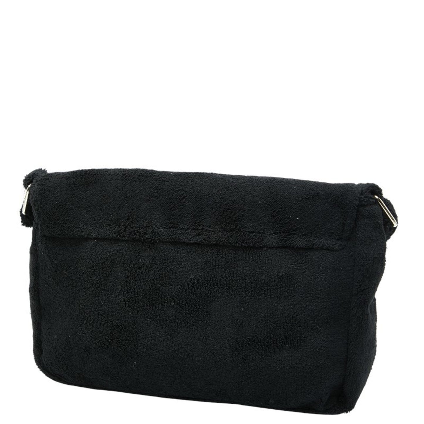 Chanel Coco Mark Novelty Crossbody Shoulder Bag In Black And White With Pile