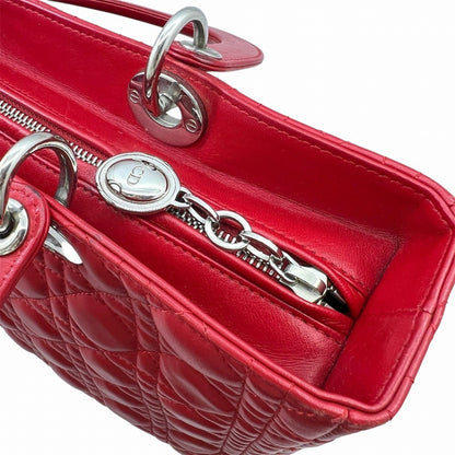 Christian Dior Dior Christian Lady Large Handbag Tote Bag Cannage Shoulder Pink