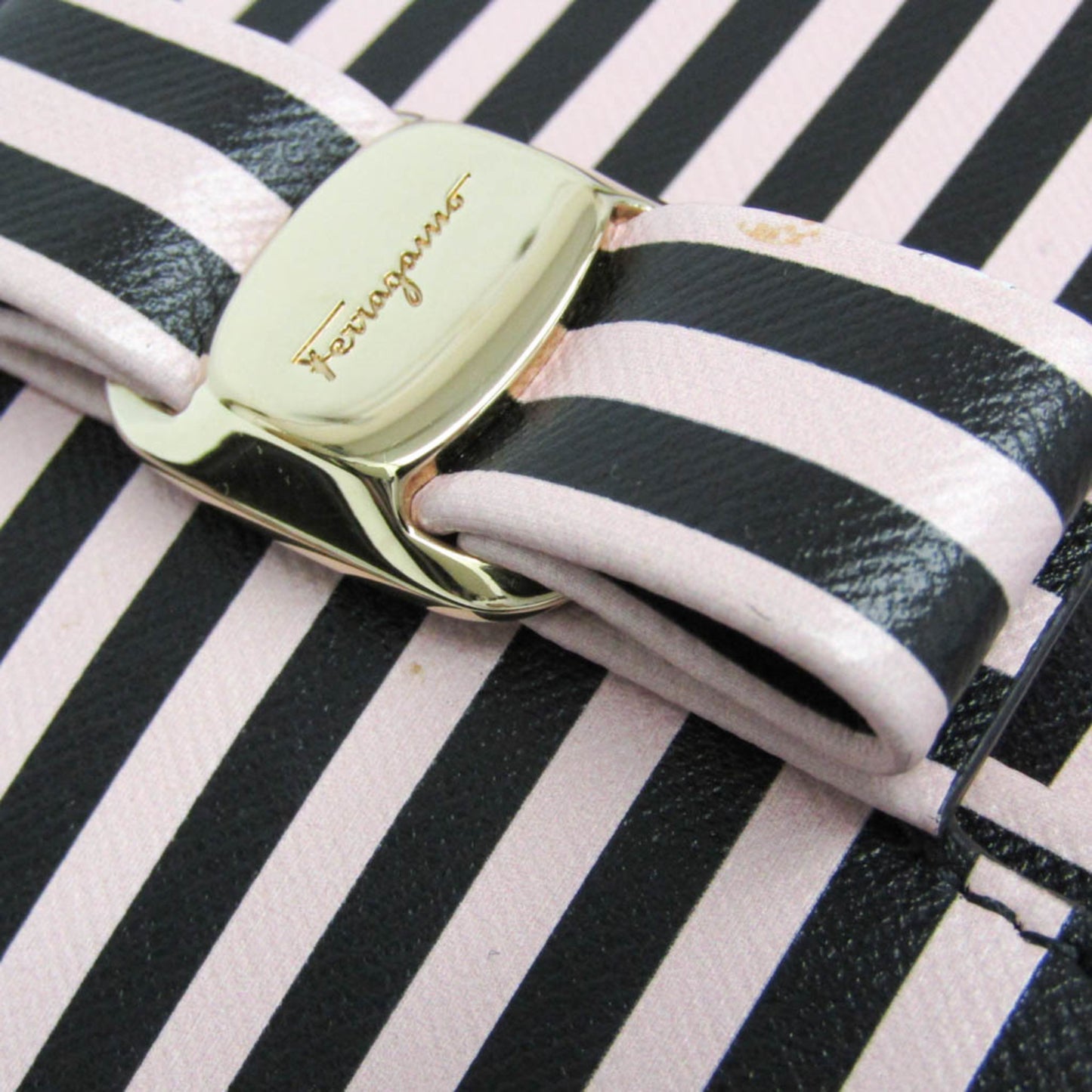 Salvatore Ferragamo Vara Striped 2-Way Bag Fz-21 1262 Women'S Leather Handbag