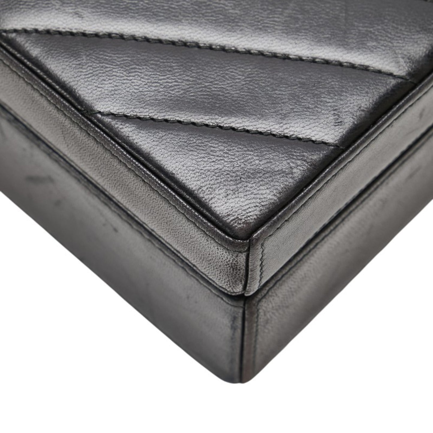 Chanel Chevron V-Stitch Shoulder Bag In Black Lambskin