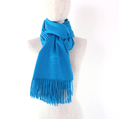 Hermes 100% Cashmere Large Stole/Shawl/Scarf With Embroidered Logo And Fringe