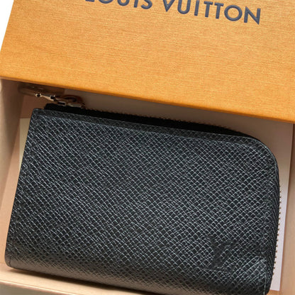 Louis Vuitton Louis Vuitton Wallet/Coin Case Taiga Portemonnay Jour Black Silver