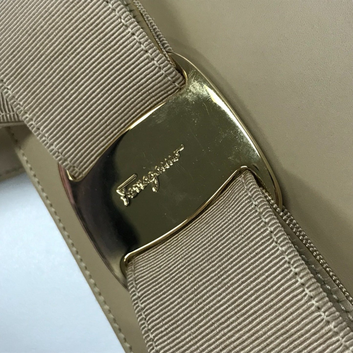 Salvatore Ferragamo Ba214178 2Way Shoulder Bag Hand Bag Beige