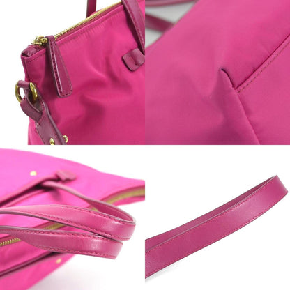 Salvatore Ferragamo Handbag Shoulder Bag Gancini Nylon Leather Magenta Gold